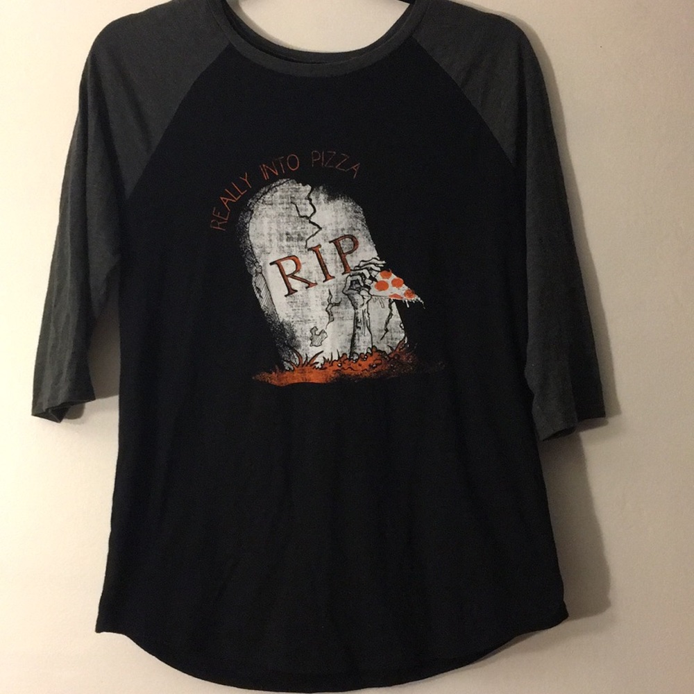 “really into pizza” baseball tee